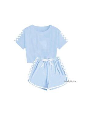 Girls 2-Piece Crop Top & Shorts Summer Outfit Set